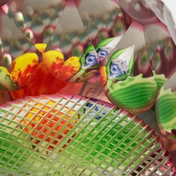 Perthshire 1994G Overlay Bouquet Lampwork Flower Geometric Faceting Paperweight - Picture 7 of 16
